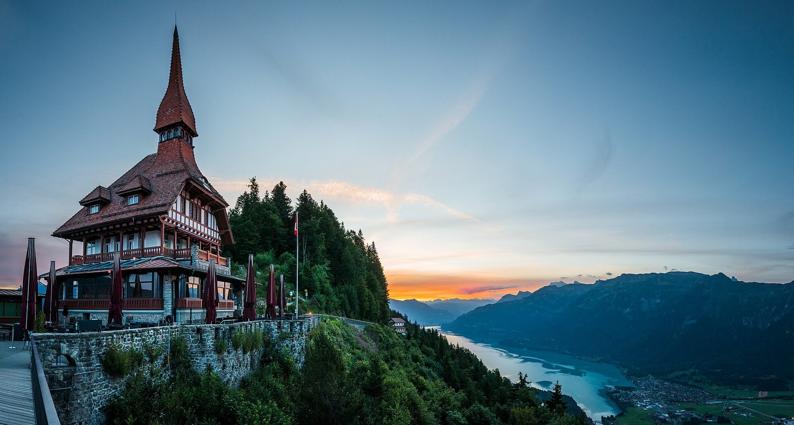 Panorama Restaurant Harder Kulm at sunrise