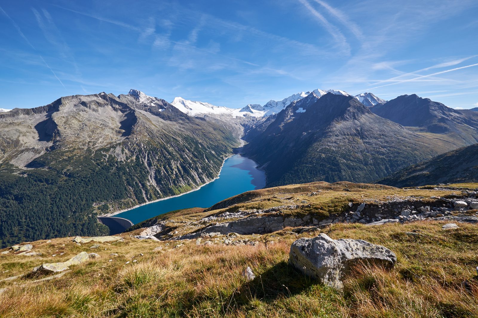 Schlegeisspeicher und Staumauer von der Olpererhütte